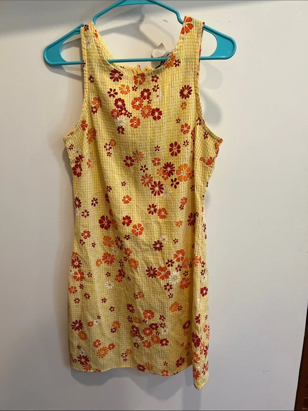 Vintage Yellow Floral Sundress with Red & Orange Blooms - Picture 1 of 8